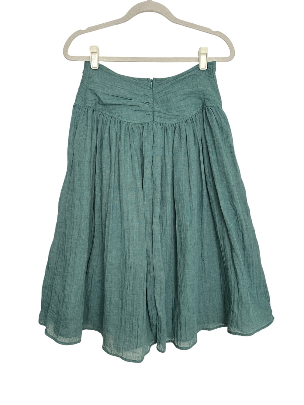 MOON RIVER Gauze Boho Midi Skirt Teal Green Cottagecore Prairie Peasant Small - Picture 5 of 11